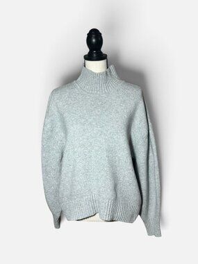 GAP Sweater Women’s L Heather Gray Knit Mock Neck Cash Like Cozy Pullover